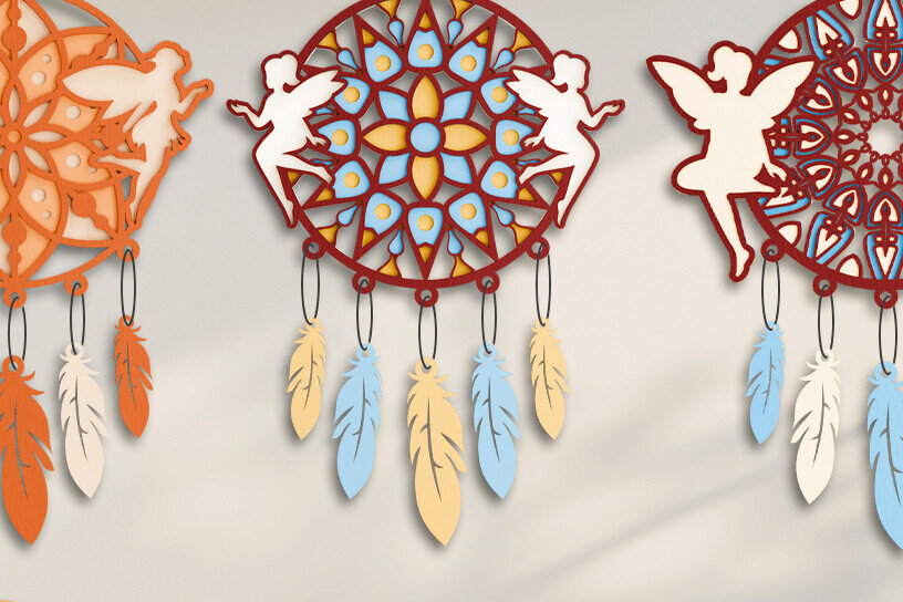 Intra απο ξύλο plywood 3mm-4mm πάχος 3D Dream Catchers Layered BNDLE Δίασταση 20x30 cm INTRAFABR-101690548