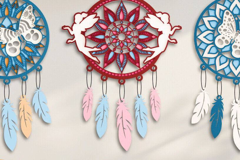 Intra απο ξύλο plywood 3mm-4mm πάχος 3D Dream Catchers Layered BNDLE Δίασταση 20x30 cm INTRAFABR-101690890