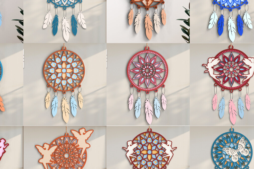 Intra απο ξύλο plywood 3mm-4mm πάχος 3D Dream Catchers Layered BNDLE Δίασταση 20x30 cm INTRAFABR-101794374