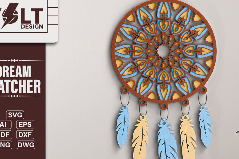 Intra απο ξύλο plywood 3mm-4mm πάχος 3d Dream Catchers Layered Cut File Δίασταση 20x30 cm INTRAFABR-101292671
