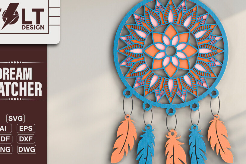 Intra απο ξύλο plywood 3mm-4mm πάχος 3d Dream Catchers Layered Cut File Δίασταση 20x30 cm INTRAFABR-101438870