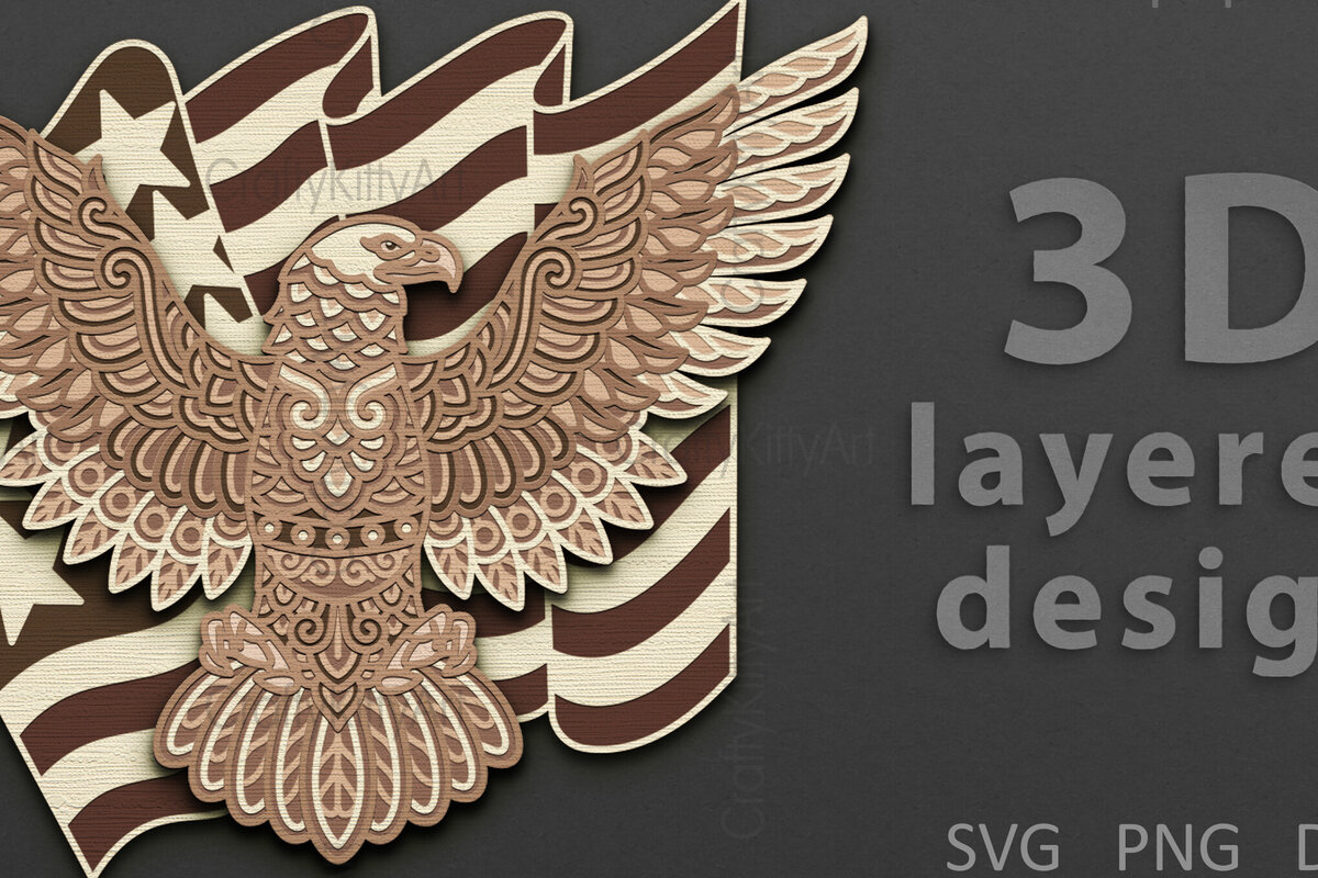 Σετ των 3 Intra απο ξύλο plywood 3mm-4mm πάχος 3d Eagle , 4 Ιουλίου Patriotic Δίασταση 7x7 cm INTRAFABR-124403726