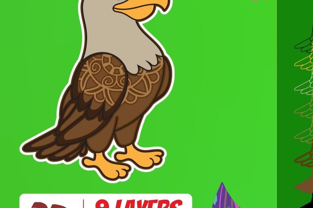 Σετ των 2 Intra απο ξύλο plywood 3mm-4mm πάχος αποκοπής 3D Eagle Δίασταση 30x20 cm INTRAFABR-17648239