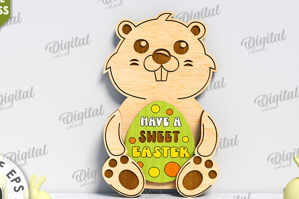 Σετ των 2 Intra απο ξύλο plywood 3mm-4mm πάχος Τρισδιάστατη Πάσχα. Πασχαλινή διακόσμηση Δίασταση 15x15 cm INTRAFABR-117700884