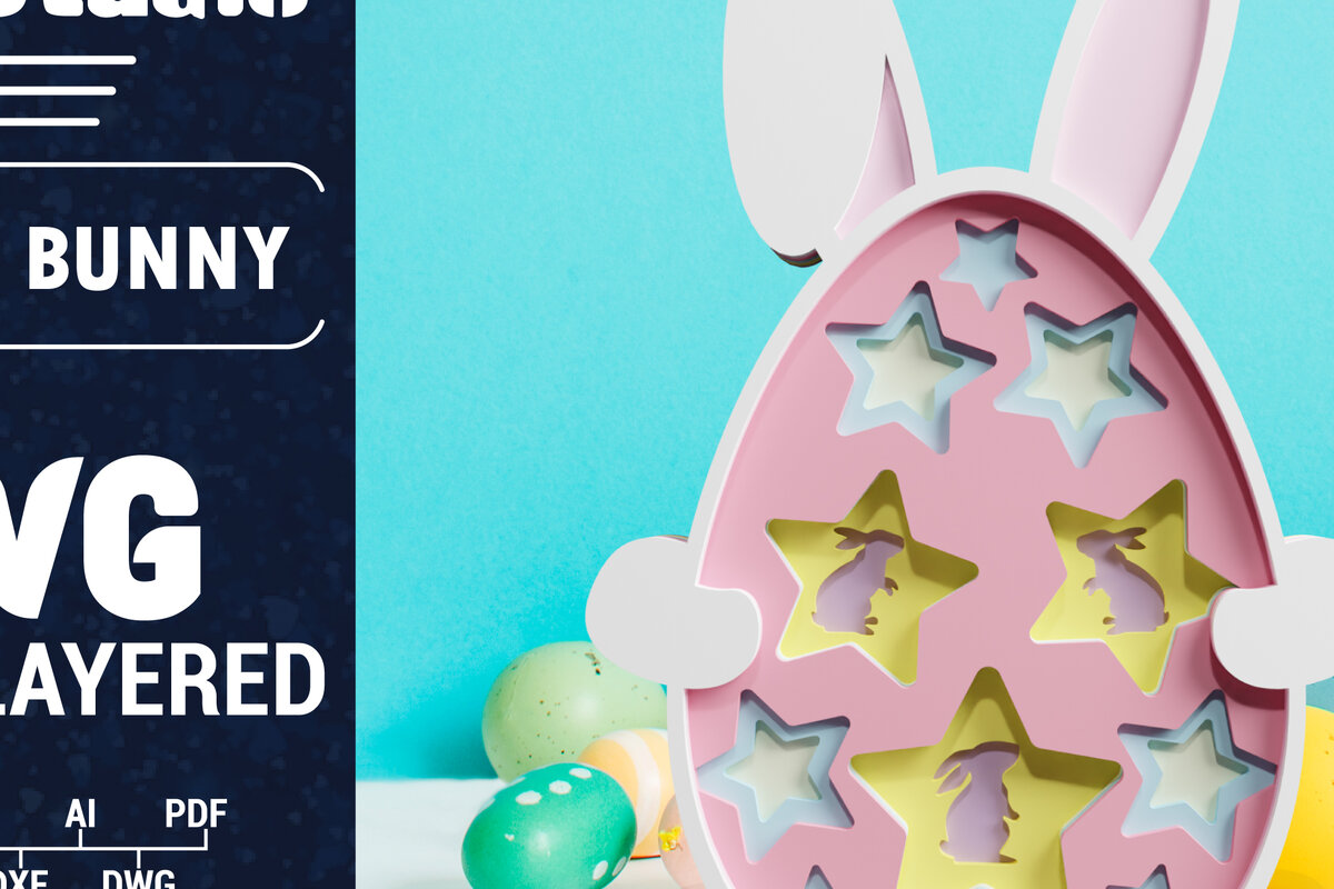 Σετ των 2 Intra απο ξύλο plywood 3mm-4mm πάχος 3D Πασχαλινό λαγουδάκι με πολυστρωματικό χαρτί κοπής Δίασταση 1200x1200 cm INTRAFABR-61851769