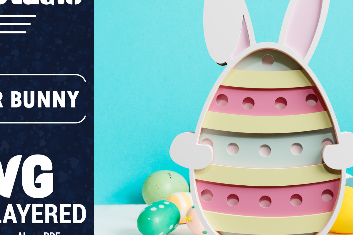 Σετ των 2 Intra απο ξύλο plywood 3mm-4mm πάχος 3D Πασχαλινό λαγουδάκι με πολυστρωματικό χαρτί κοπής Δίασταση 1200x1200 cm INTRAFABR-61851783