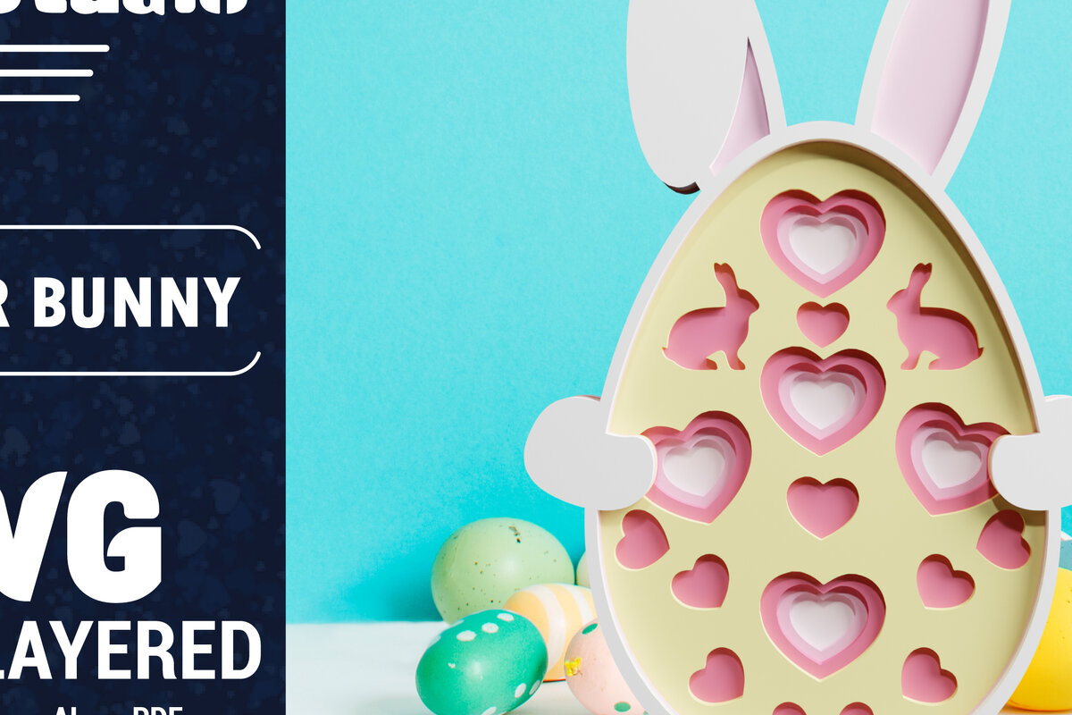 Σετ των 2 Intra απο ξύλο plywood 3mm-4mm πάχος 3D Πασχαλινό λαγουδάκι με πολυστρωματικό χαρτί κοπής Δίασταση 1200x1200 cm INTRAFABR-61851786