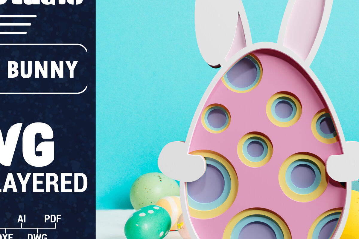 Σετ των 3 Intra απο ξύλο plywood 3mm-4mm πάχος 3D Πασχαλινό λαγουδάκι με πολυστρωματικό χαρτί κοπής Δίασταση 1200x1200 cm INTRAFABR-61851608