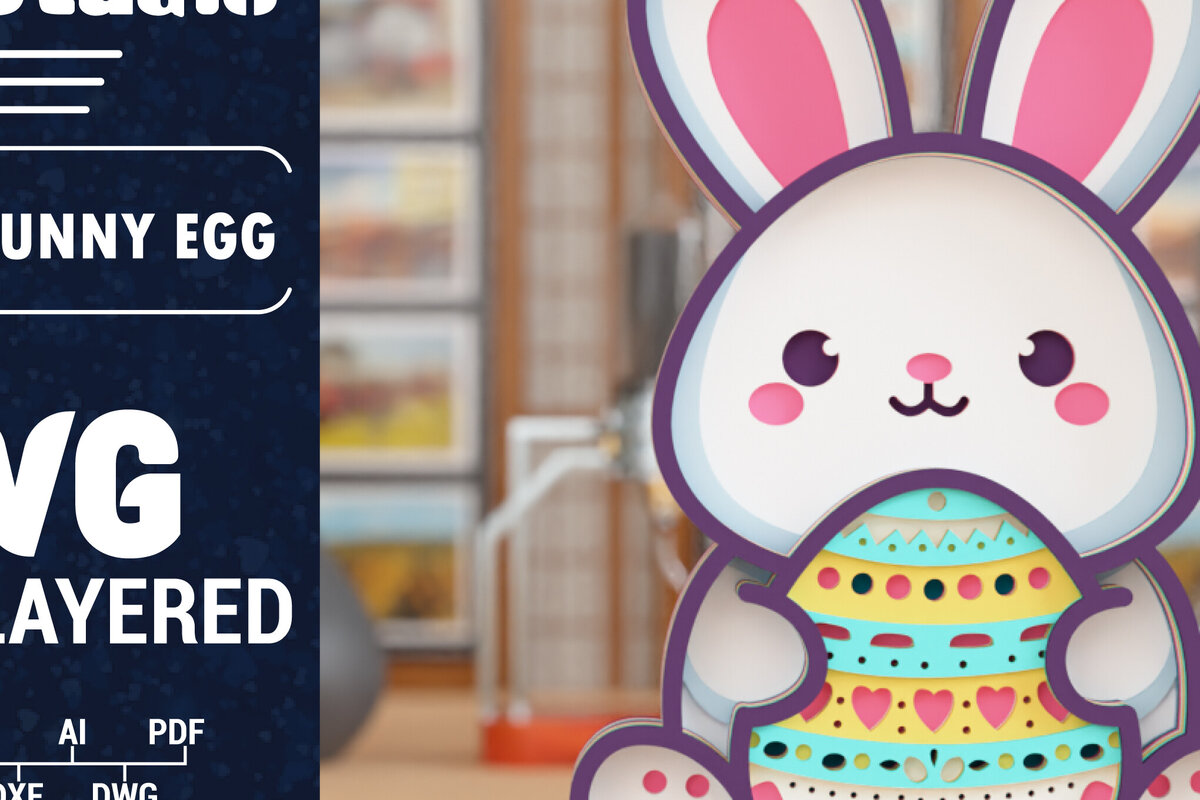 Σετ των 3 Intra απο ξύλο plywood 3mm-4mm πάχος 3D Πασχαλινό λαγουδάκι με πολυστρωματικό χαρτί κοπής Δίασταση 1500x1500 cm INTRAFABR-117949684