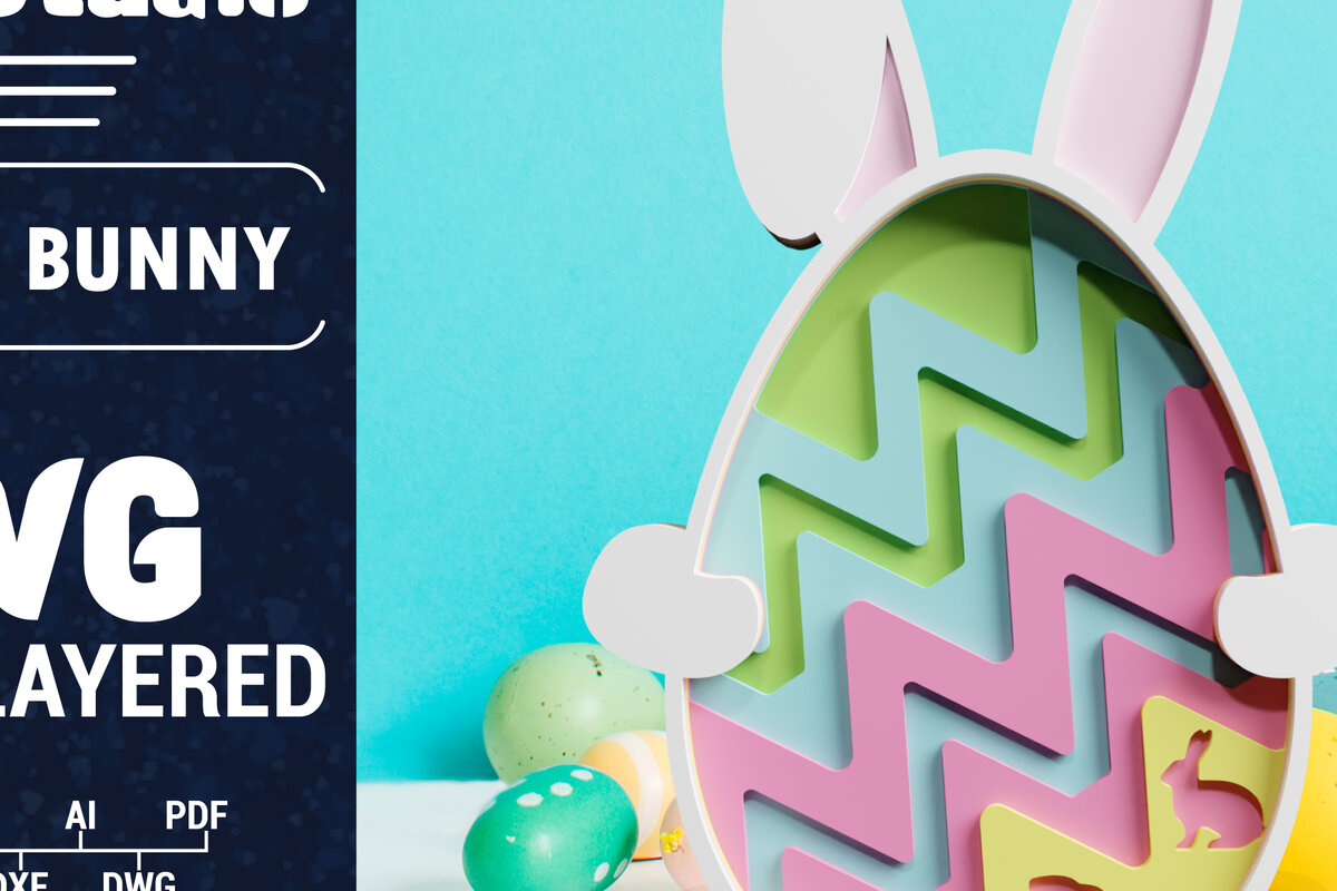 Σετ των 2 Intra απο ξύλο plywood 3mm-4mm πάχος 3D Πασχαλινό λαγουδάκι με πολυστρωματικό χαρτί κοπής Δίασταση 1200x1200 cm INTRAFABR-61851611