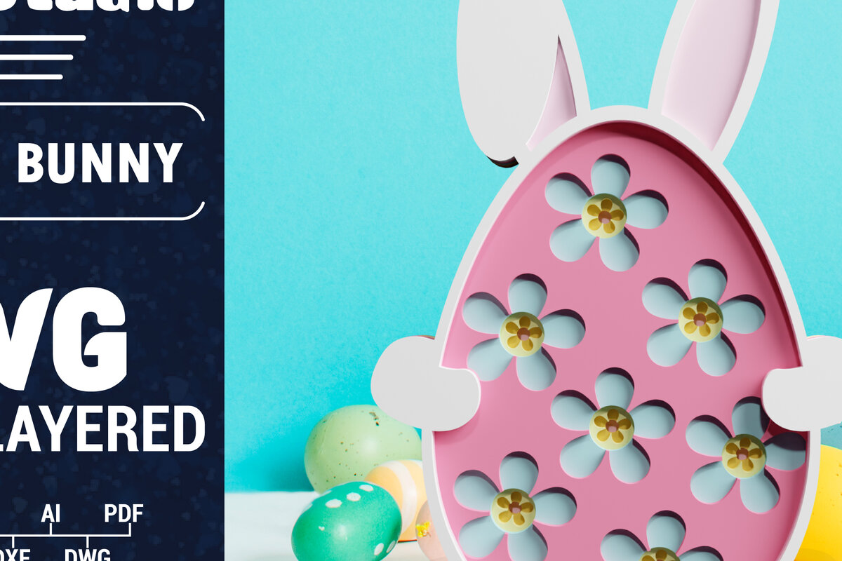 Σετ των 2 Intra απο ξύλο plywood 3mm-4mm πάχος 3D Πασχαλινό λαγουδάκι με πολυστρωματικό χαρτί κοπής Δίασταση 1200x1200 cm INTRAFABR-61851753