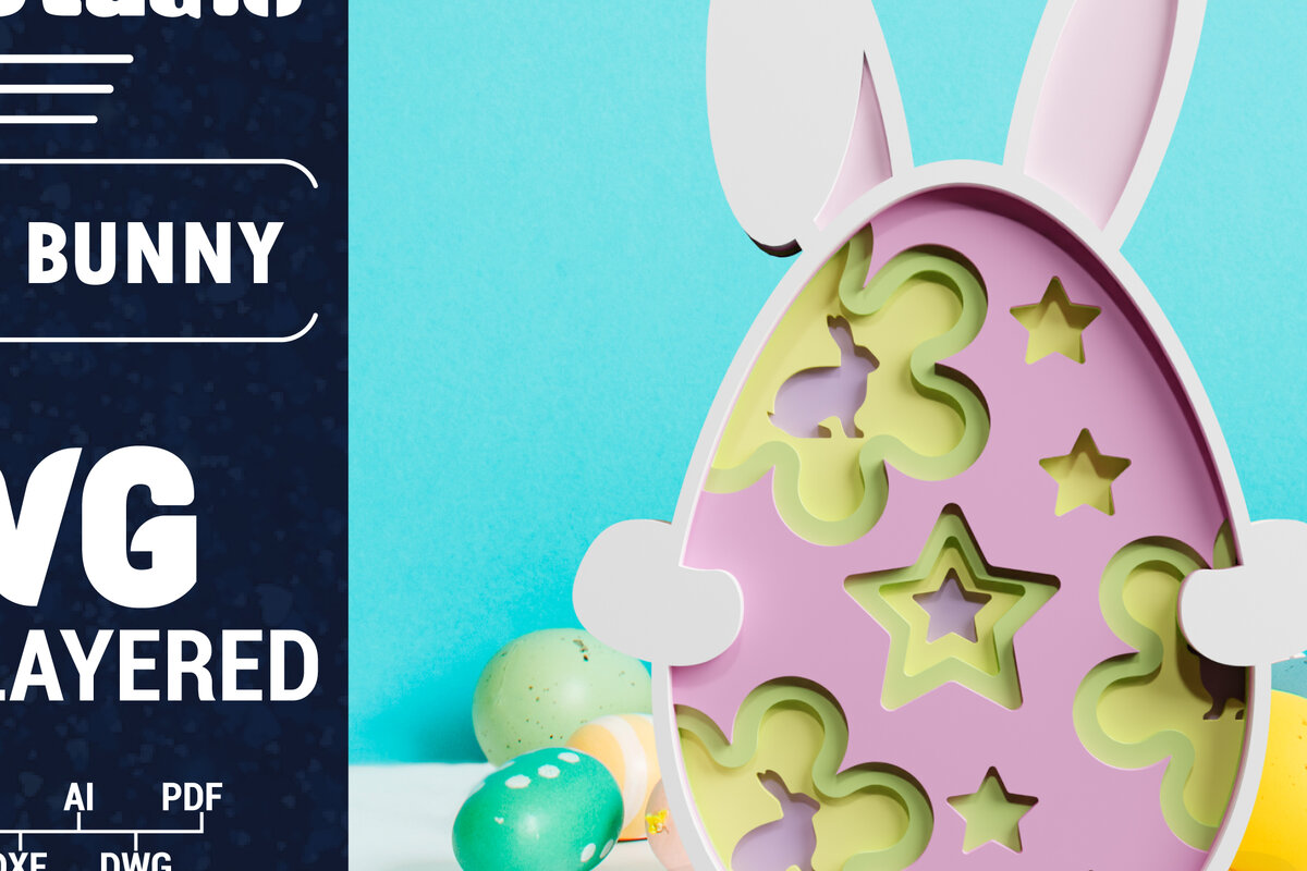 Σετ των 2 Intra απο ξύλο plywood 3mm-4mm πάχος 3D Πασχαλινό λαγουδάκι με πολυστρωματικό χαρτί κοπής Δίασταση 1200x1200 cm INTRAFABR-61851756