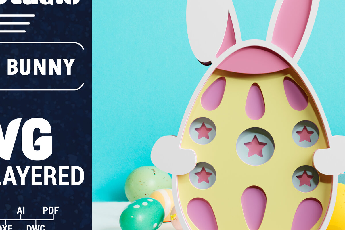 Σετ των 2 Intra απο ξύλο plywood 3mm-4mm πάχος 3D Πασχαλινό λαγουδάκι με πολυστρωματικό χαρτί κοπής Δίασταση 1200x1200 cm INTRAFABR-61851760