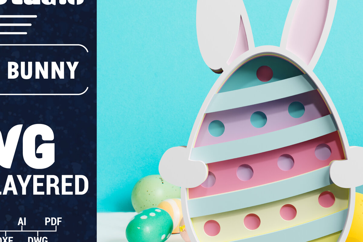 Σετ των 2 Intra απο ξύλο plywood 3mm-4mm πάχος 3D Πασχαλινό λαγουδάκι με πολυστρωματικό χαρτί κοπής Δίασταση 1200x1200 cm INTRAFABR-61851765