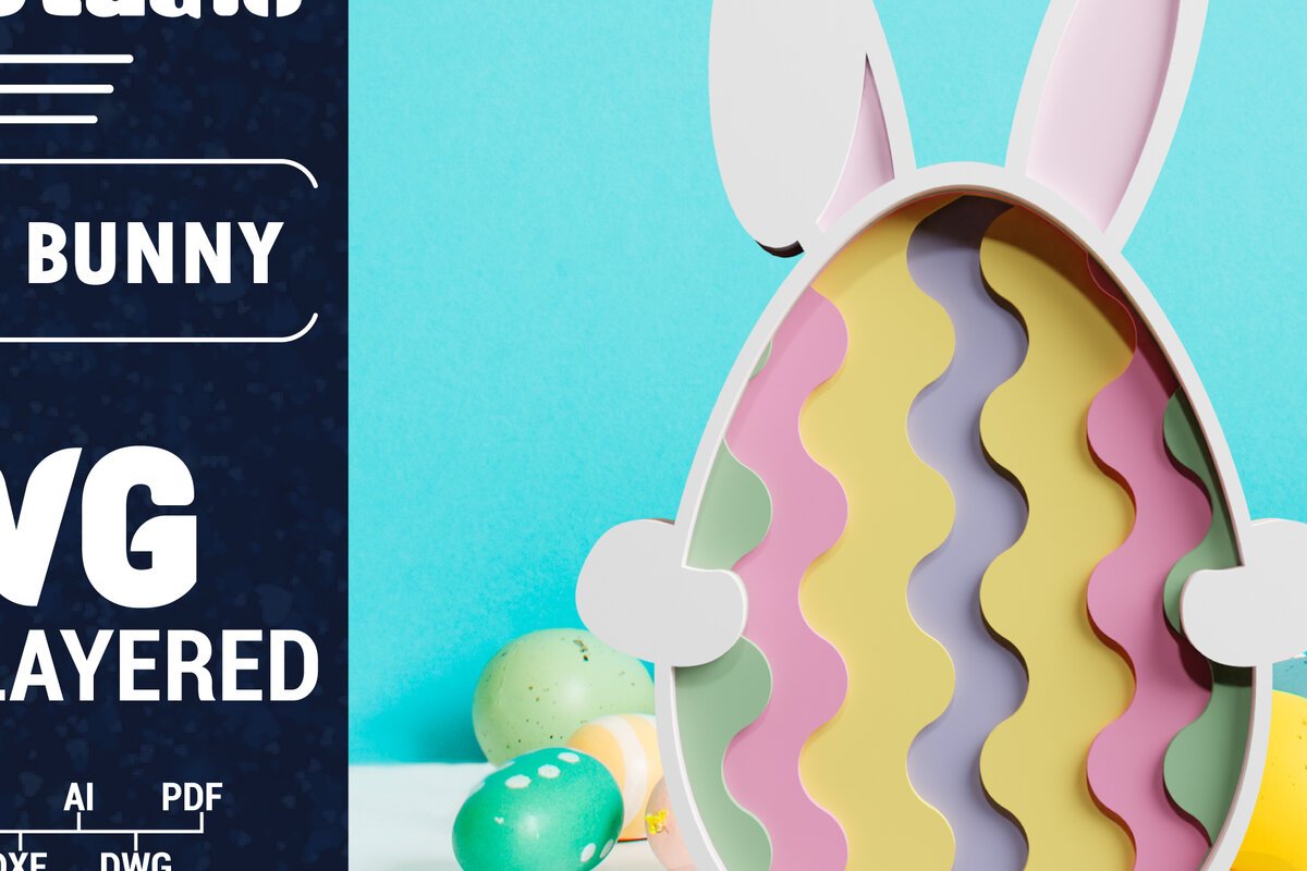 Σετ των 2 Intra απο ξύλο plywood 3mm-4mm πάχος 3D Πασχαλινό λαγουδάκι με πολυστρωματικό χαρτί κοπής Δίασταση 1200x1200 cm INTRAFABR-61851602