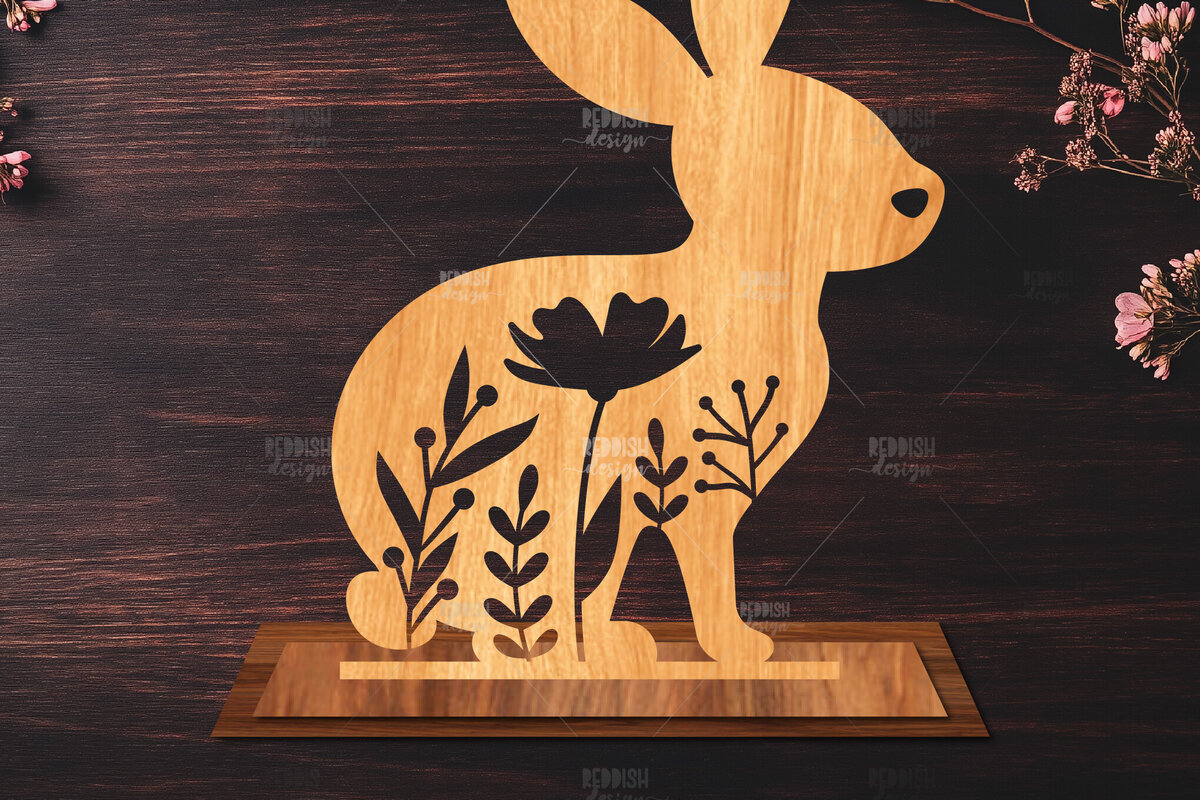 Σετ των 2 Intra απο ξύλο plywood 3mm-4mm πάχος Τρισδιάστατη για πασχαλινό λαγουδάκι Δίασταση 15x15 cm INTRAFABR-116621176