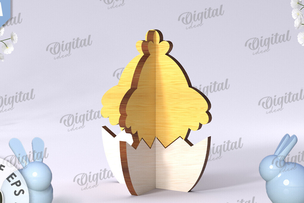 Intra απο ξύλο plywood 3mm-4mm πάχος Τρισδιάστατη Easter Chik. Διακόσμηση σπιτιού Δίασταση 15x15 cm INTRAFABR-117786148