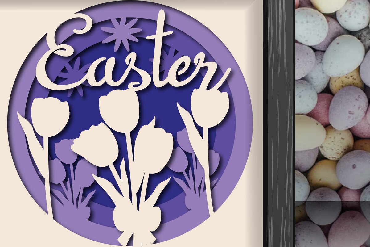 Σετ των 2 Intra απο ξύλο plywood 3mm-4mm πάχος 3D Easter Day Shadow/light Box Δίασταση 15x15 cm INTRAFABR-25642989