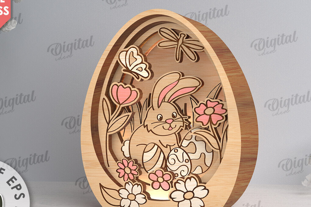 Σετ των 2 Intra απο ξύλο plywood 3mm-4mm πάχος Τρισδιάστατη πασχαλινή διακόσμηση με λέιζερ. Πασχαλινό αυγό Δίασταση 15x15 cm INTRAFABR-117789621