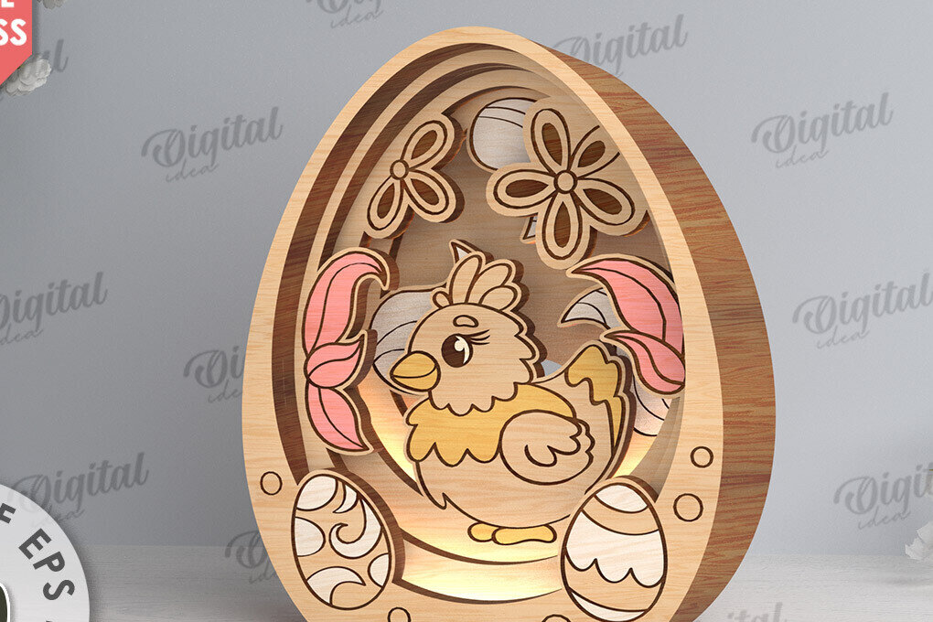 Σετ των 2 Intra απο ξύλο plywood 3mm-4mm πάχος Τρισδιάστατη πασχαλινή διακόσμηση με λέιζερ. Πασχαλινό αυγό Δίασταση 15x15 cm INTRAFABR-117788705