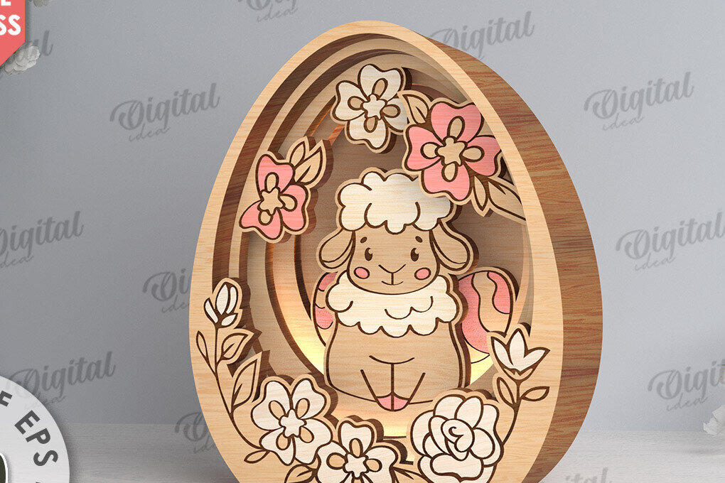 Σετ των 2 Intra απο ξύλο plywood 3mm-4mm πάχος Τρισδιάστατη πασχαλινή διακόσμηση με λέιζερ. Πασχαλινό αυγό Δίασταση 15x15 cm INTRAFABR-117788871