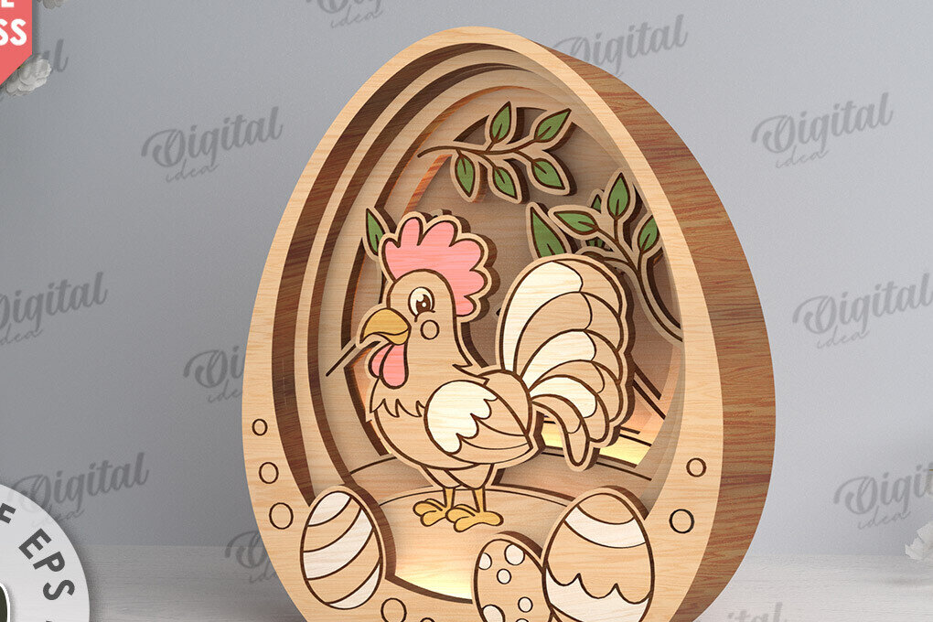 Σετ των 2 Intra απο ξύλο plywood 3mm-4mm πάχος Τρισδιάστατη πασχαλινή διακόσμηση με λέιζερ. Πασχαλινό αυγό Δίασταση 15x15 cm INTRAFABR-117788960