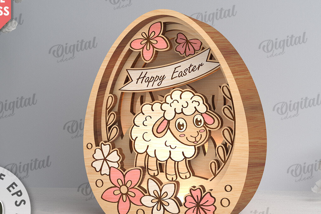 Σετ των 2 Intra απο ξύλο plywood 3mm-4mm πάχος Τρισδιάστατη πασχαλινή διακόσμηση με λέιζερ. Πασχαλινό αυγό Δίασταση 15x15 cm INTRAFABR-117789268