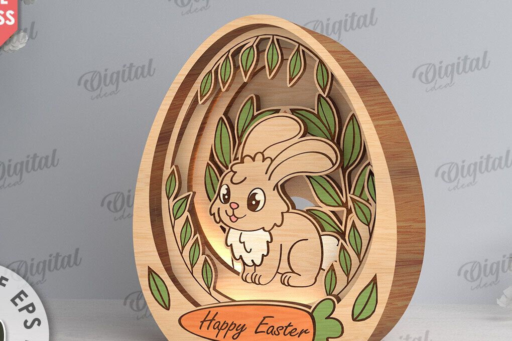 Σετ των 2 Intra απο ξύλο plywood 3mm-4mm πάχος Τρισδιάστατη πασχαλινή διακόσμηση με λέιζερ. Πασχαλινό αυγό Δίασταση 15x15 cm INTRAFABR-117789391