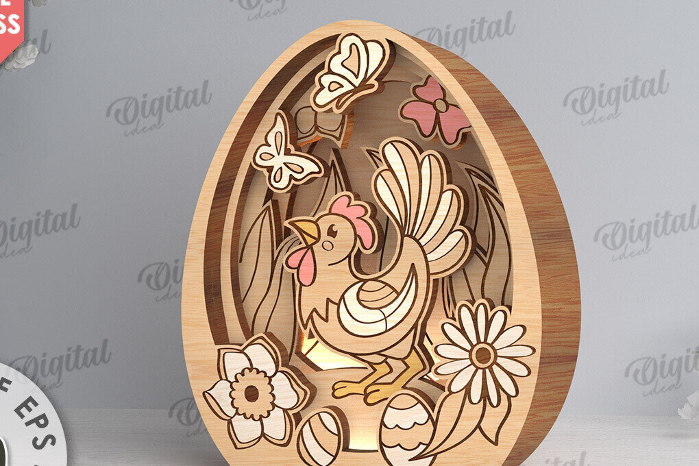 Σετ των 2 Intra απο ξύλο plywood 3mm-4mm πάχος Τρισδιάστατη πασχαλινή διακόσμηση με λέιζερ. Πασχαλινό αυγό Δίασταση 15x15 cm INTRAFABR-117789428