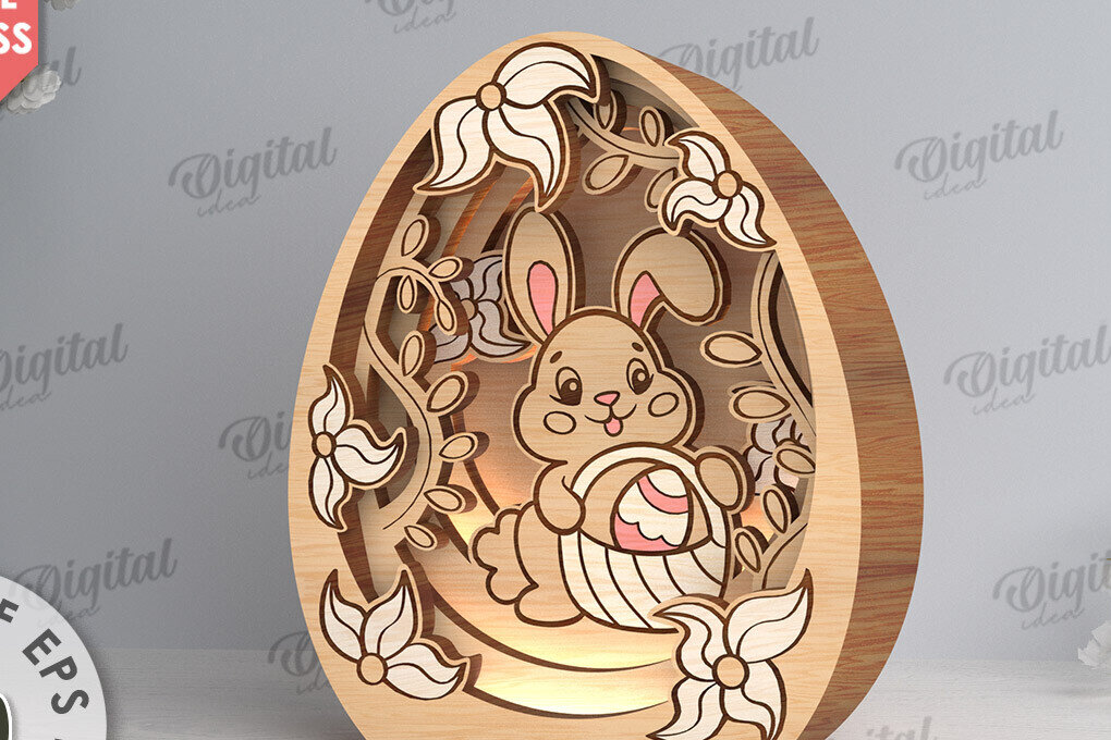 Σετ των 2 Intra απο ξύλο plywood 3mm-4mm πάχος Τρισδιάστατη πασχαλινή διακόσμηση με λέιζερ. Πασχαλινό αυγό Δίασταση 15x15 cm INTRAFABR-117788633