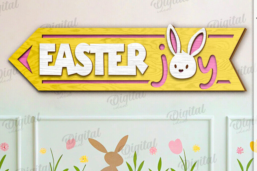 Σετ των 2 Intra απο ξύλο plywood 3mm-4mm πάχος τρισδιάστατης πασχαλινής κατευθυντικής πινακίδας Δίασταση 15x15 cm INTRAFABR-118208761