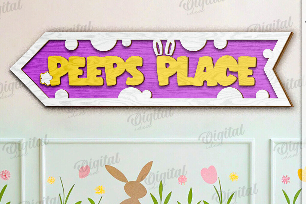 Σετ των 2 Intra απο ξύλο plywood 3mm-4mm πάχος τρισδιάστατης πασχαλινής κατευθυντικής πινακίδας Δίασταση 15x15 cm INTRAFABR-118208194