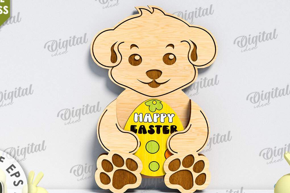 Σετ των 2 Intra απο ξύλο plywood 3mm-4mm πάχος 3D Πασχαλινή . Πασχαλινή διακόσμηση Δίασταση 15x15 cm INTRAFABR-117701159