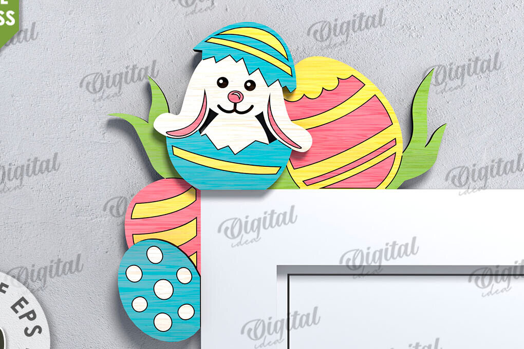 Σετ των 2 Intra απο ξύλο plywood 3mm-4mm πάχος Τρισδιάστατη γωνιακή Πασχαλινή πόρτα Δίασταση 15x15 cm INTRAFABR-115494521