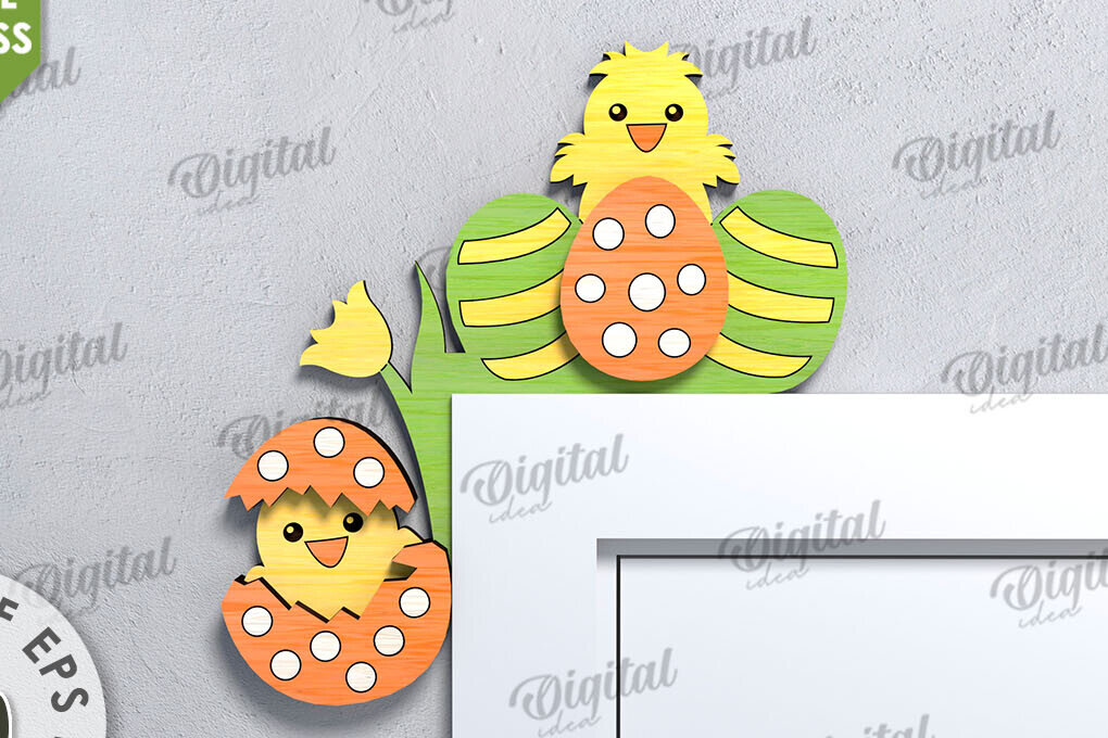 Σετ των 2 Intra απο ξύλο plywood 3mm-4mm πάχος Τρισδιάστατη γωνιακή Πασχαλινή πόρτα Δίασταση 15x15 cm INTRAFABR-115494109