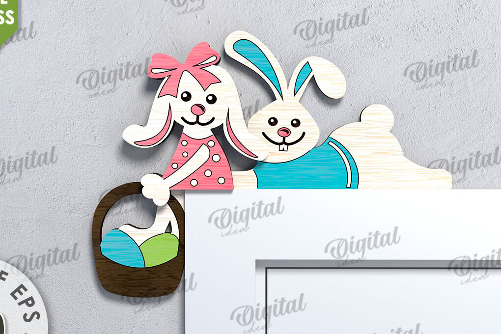 Σετ των 2 Intra απο ξύλο plywood 3mm-4mm πάχος Τρισδιάστατη γωνιακή Πασχαλινή πόρτα Δίασταση 15x15 cm INTRAFABR-115494283