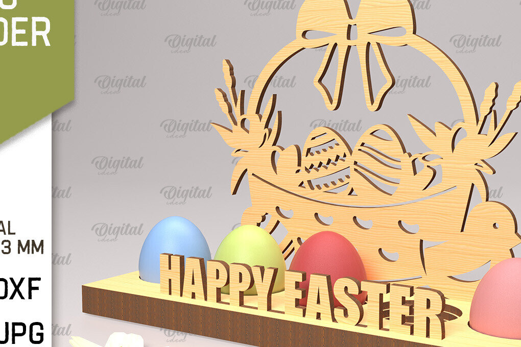 Σετ των 2 Intra απο ξύλο plywood 3mm-4mm πάχος Τρισδιάστατη θήκη πασχαλινών αυγών Δίασταση 15x15 cm INTRAFABR-89288333