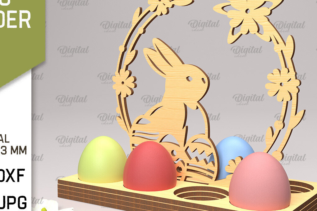 Σετ των 2 Intra απο ξύλο plywood 3mm-4mm πάχος Τρισδιάστατη θήκη πασχαλινών αυγών Δίασταση 15x15 cm INTRAFABR-89288376