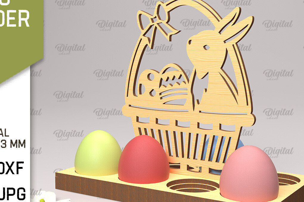 Σετ των 2 Intra απο ξύλο plywood 3mm-4mm πάχος Τρισδιάστατη θήκη πασχαλινών αυγών Δίασταση 15x15 cm INTRAFABR-89288571