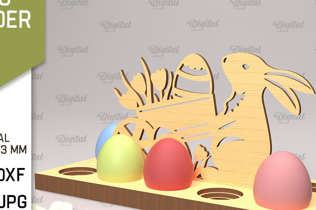 Σετ των 2 Intra απο ξύλο plywood 3mm-4mm πάχος Τρισδιάστατη θήκη πασχαλινών αυγών Δίασταση 15x15 cm INTRAFABR-89287982