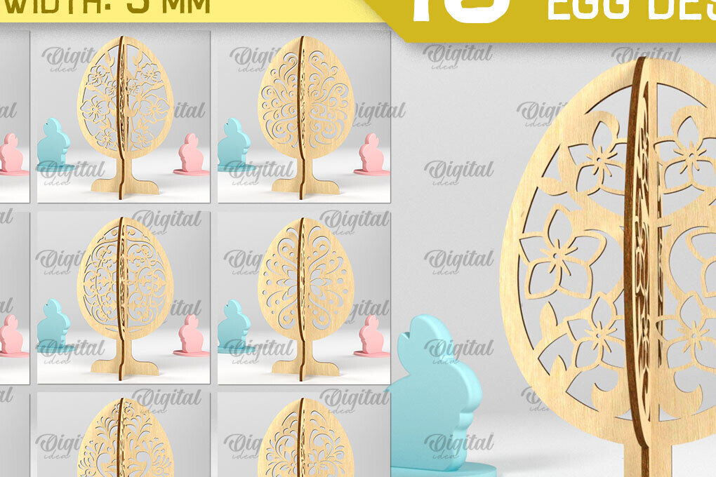 Σετ των 3 Intra απο ξύλο plywood 3mm-4mm πάχος Δέσμη 3D πασχαλινών αυγών Δίασταση 15x15 cm INTRAFABR-89287071