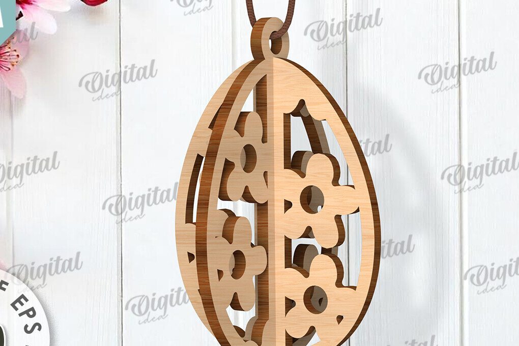 Σετ των 3 Intra απο ξύλο plywood 3mm-4mm πάχος Τρισδιάστατη πασχαλινών αυγών. Πασχαλινό στολίδι Δίασταση 3x3 cm INTRAFABR-117415569