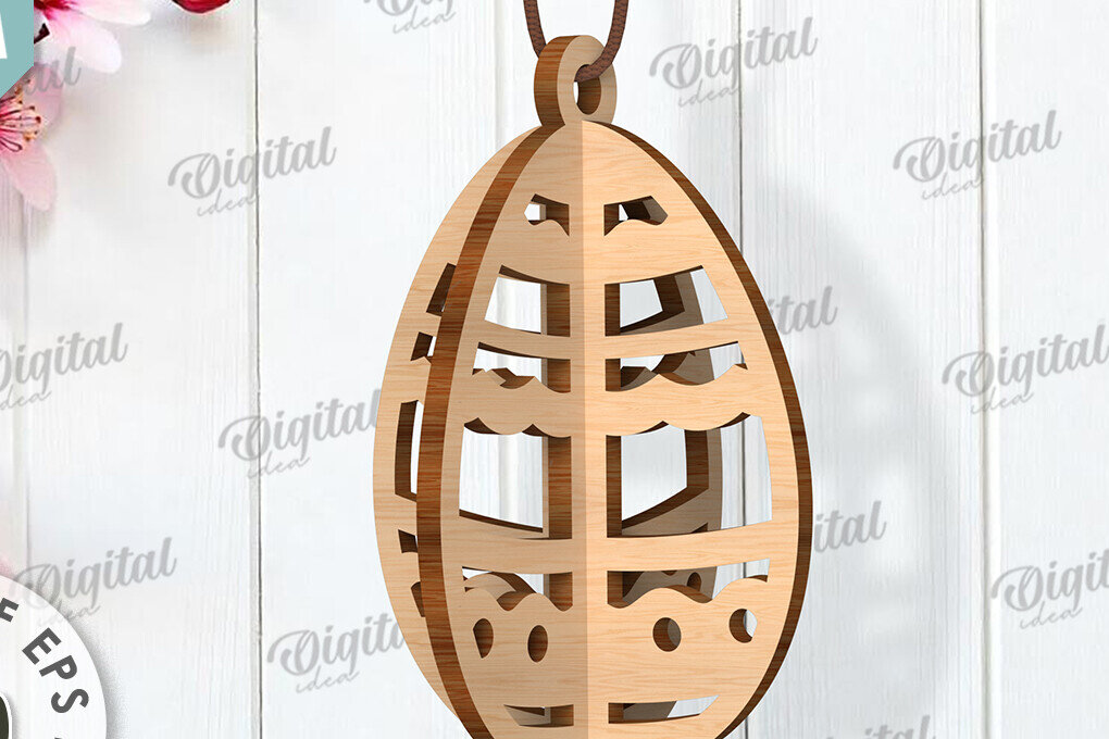 Σετ των 3 Intra απο ξύλο plywood 3mm-4mm πάχος Τρισδιάστατη πασχαλινών αυγών. Πασχαλινό στολίδι Δίασταση 3x3 cm INTRAFABR-117414922