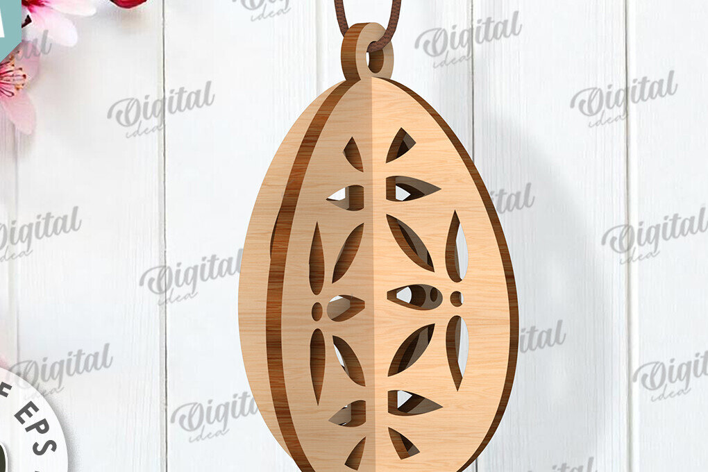 Σετ των 3 Intra απο ξύλο plywood 3mm-4mm πάχος Τρισδιάστατη πασχαλινών αυγών. Πασχαλινό στολίδι Δίασταση 3x3 cm INTRAFABR-117414992