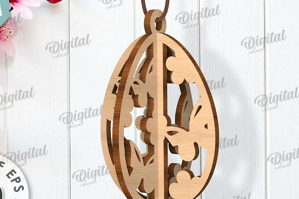 Σετ των 3 Intra απο ξύλο plywood 3mm-4mm πάχος Τρισδιάστατη πασχαλινών αυγών. Πασχαλινό στολίδι Δίασταση 3x3 cm INTRAFABR-117415064