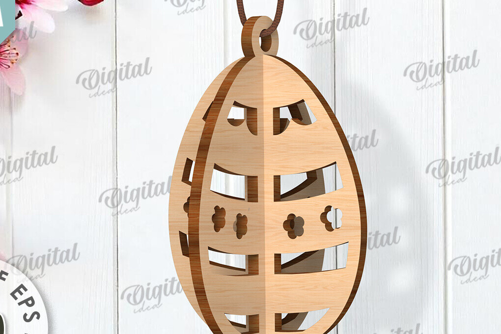 Σετ των 3 Intra απο ξύλο plywood 3mm-4mm πάχος Τρισδιάστατη πασχαλινών αυγών. Πασχαλινό στολίδι Δίασταση 3x3 cm INTRAFABR-117415339