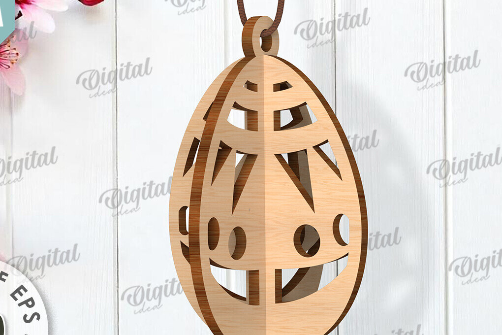 Σετ των 3 Intra απο ξύλο plywood 3mm-4mm πάχος Τρισδιάστατη πασχαλινών αυγών. Πασχαλινό στολίδι Δίασταση 3x3 cm INTRAFABR-117415363