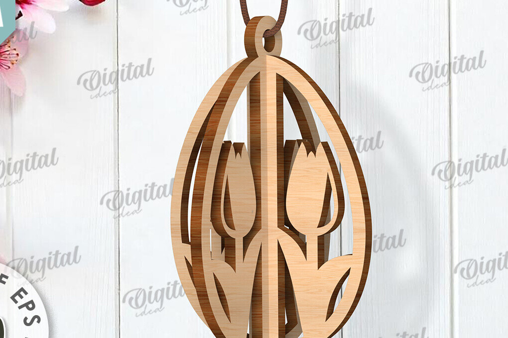 Σετ των 3 Intra απο ξύλο plywood 3mm-4mm πάχος Τρισδιάστατη πασχαλινών αυγών. Πασχαλινό στολίδι Δίασταση 3x3 cm INTRAFABR-117415450