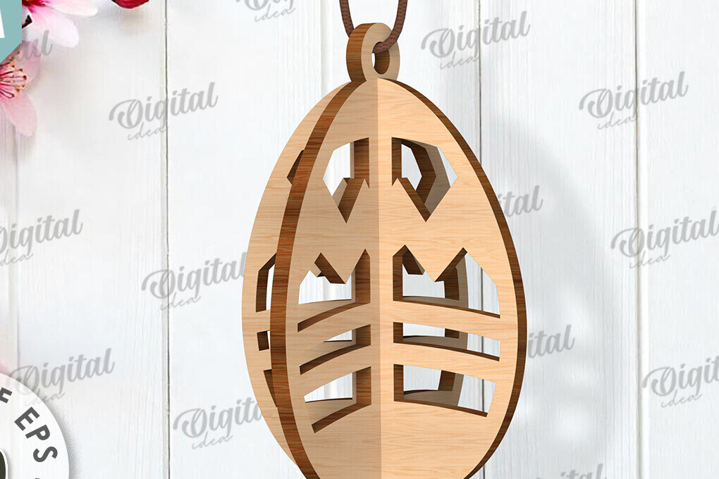 Σετ των 3 Intra απο ξύλο plywood 3mm-4mm πάχος Τρισδιάστατη πασχαλινών αυγών. Πασχαλινό στολίδι Δίασταση 3x3 cm INTRAFABR-117415492