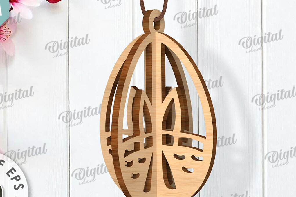 Σετ των 3 Intra απο ξύλο plywood 3mm-4mm πάχος Τρισδιάστατη πασχαλινών αυγών. Πασχαλινό στολίδι Δίασταση 3x3 cm INTRAFABR-117414643